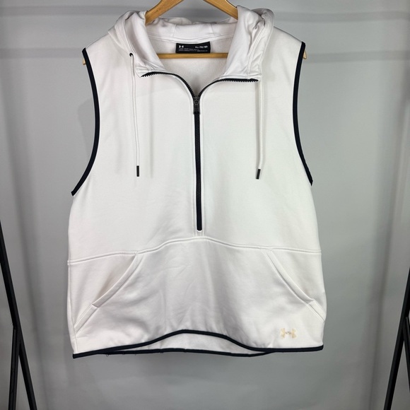 Under Armour White Sleeveless Coldgear Half Zip Size XL - Picture 1 of 6